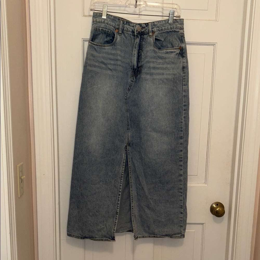 Blank NYC Light Blue Denim Maxi Skirt